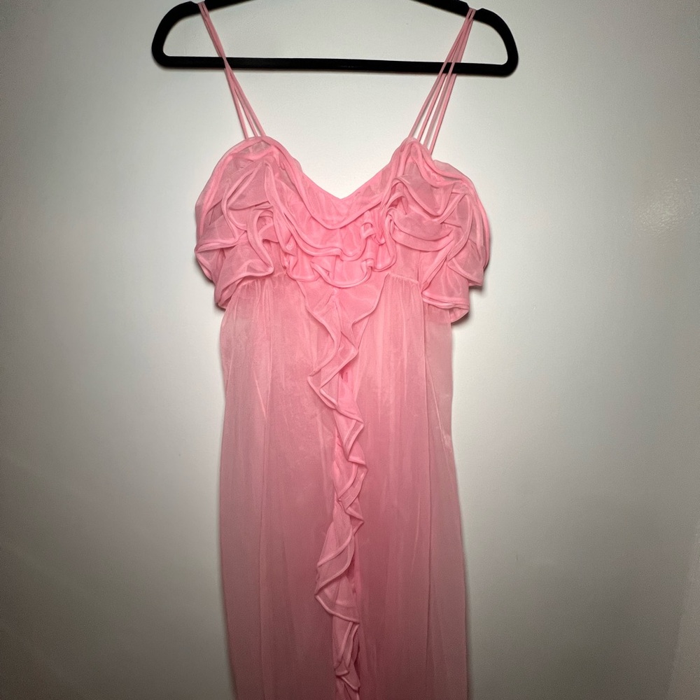 1960s Vintage Baby Pink Ruffled Nightgown Dress